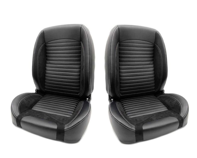 Classic Retro Style Low Back Bucket Seats Quick Tilt Lever PU Leather