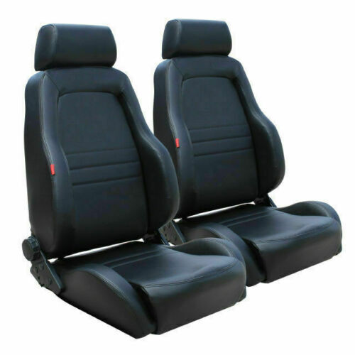 Sports Bucket Seats 4WD Black PU Leather w/Adaptors for 75 78 79