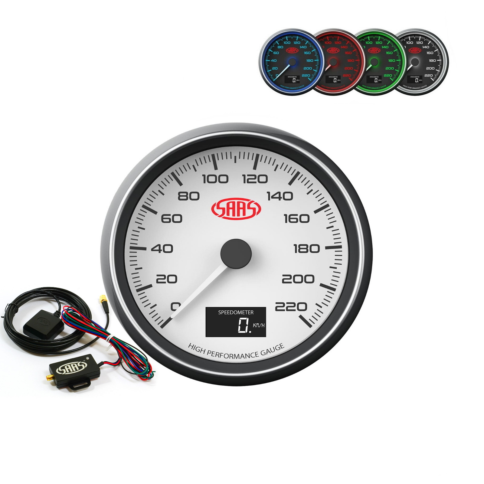 SAAS GPS Speedometer 0-220 KPH 3 1/8 80mm In Dash Tripmeter