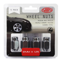 Genuine SAAS Wheel Nuts Acorn Taper 12 X 1.25 Chrome 35mm 5pk