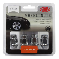 Genuine SAAS Wheel Nuts Acorn Bulge 7/16 Chrome 35mm 5pk