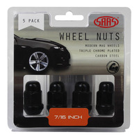 Genuine SAAS Wheel Nuts Acorn Bulge 7/16 Black 35mm 5pk