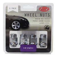 Genuine SAAS Wheel Nuts Acorn Bulge 1/2 Chrome 35mm 5pk