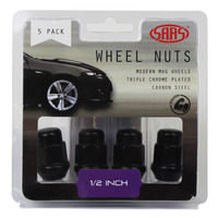 Genuine SAAS Wheel Nuts Acorn Bulge 1/2 Black 35mm 5pk