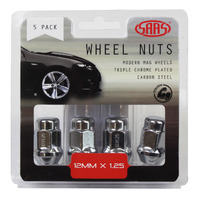 Genuine SAAS Wheel Nuts Acorn Bulge 12 X 1.25 Chrome 35mm 5pk