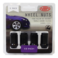 Genuine SAAS Wheel Nuts Flat Head Bulge 1/2 Black 40mm 5pk