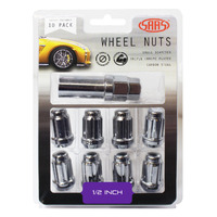 Genuine SAAS Wheel Nuts S/D 6 Spline 1/2 Inc Key Chrome 10pk