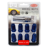 Genuine SAAS Wheel Nuts S/D 6 Spline 12 X 1.25 Inc Key Blue 10pk