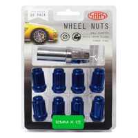 Genuine SAAS Wheel Nuts S/D 6 Spline 12 X 1.50 Inc Key Blue 10pk