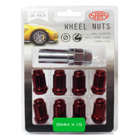 Genuine SAAS Wheel Nuts S/D 6 Spline 12 X 1.50 Inc Key Red 10pk