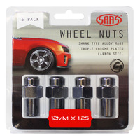 Genuine SAAS Wheel Nuts Mag 12 X 1.25 Chrome 43mm 5pk