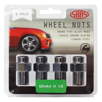 Genuine SAAS Wheel Nuts Mag 12 X 1.50 Chrome 43mm 5pk