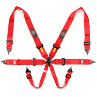 Genuine SAAS Harness FIA 6 Point Camlock 3 inches Homologated - Red