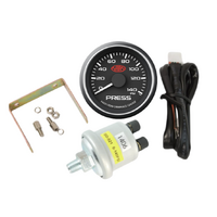 Genuine SAAS Oil Pressure Gauge Black Face Dial 52mm Multi Colour + Sender & Fitting Kit