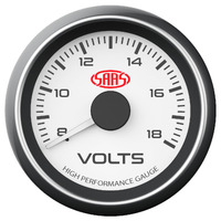 Genuine SAAS SG-VLT52W Performance Volts 52mm Analog Gauge White Face 4 Colour Lighting