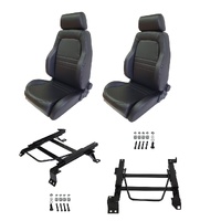 Autotecnica Sports Bucket Seats 2 4WD Black PU Leather W/Adaptors for Nissan Navara D22