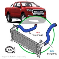 SAAS Silicone Intercooler 2 Pipe and Clamp Kit for Ranger/BT50 3.2L Blue