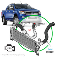 SAAS Silicone Intercooler 3 Pipe Kit for Ranger / BT50 2.2L 110kW Black