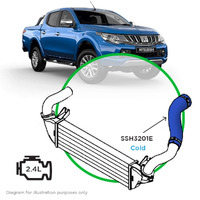 SAAS Silicone Intercooler Pipe RH Cold for Triton/Pajero 2.4L 2015 - On Blue