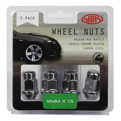 Genuine SAAS Wheel Nuts Acorn Bulge 12 X 1.50 Chrome 35mm 5pk