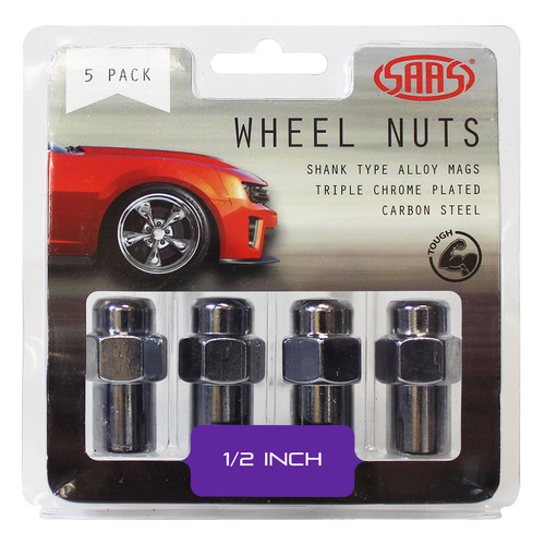 Genuine SAAS Wheel Nuts Mag 1/2 Chrome 43mm 5pk