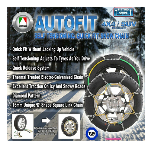 Autotecnica Snow Chain Kit for 4x4 4WD Ford Everest Ranger 255/65 R18 Wheels / Rims CA490