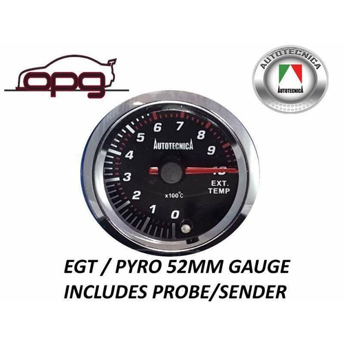 Autotecnica Performance EGT 52mm Analog Gauge Black Face 7 Colour Lighting