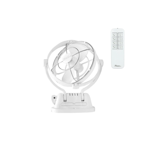 Fresca Fan 12v Or 24v Volt White With Remote Fresca AC Ultra Quiet 360° Directional Airflow Boats/Caravans/RV/Cars/Trucks