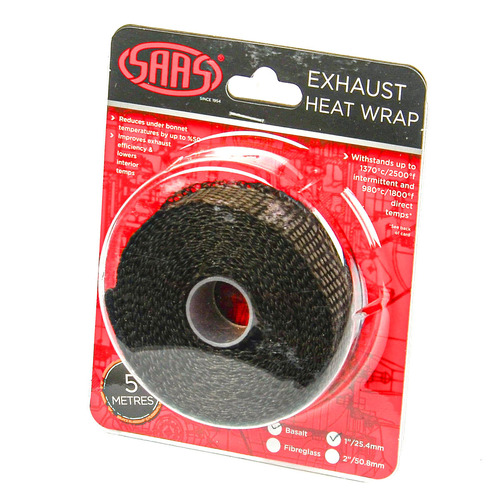 SAAS Exhaust Wrap Basalt Black - 25mm (1in) x 5m