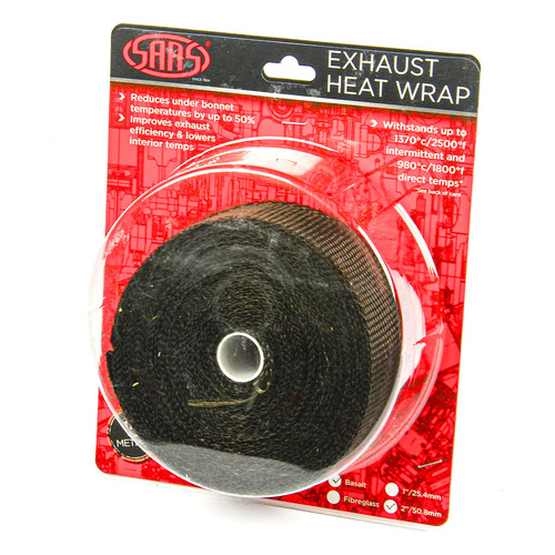 SAAS Exhaust Wrap Basalt Black - 50mm (2in) x 15m