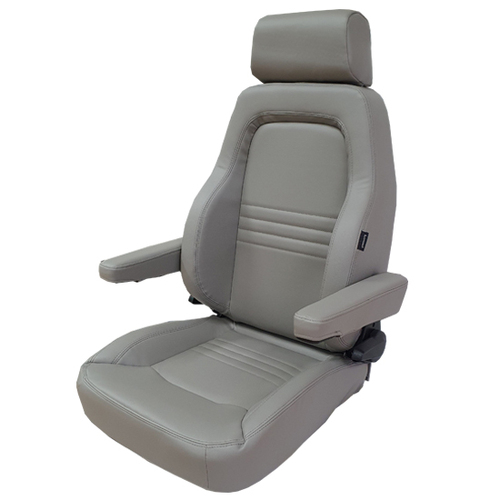 Autotecnica Heated Sports Comfort Adventurer Armrest Bucket Seat Grey PU Leather "Captains" Chair (1) Seat - "S4" SP4X4S4LG