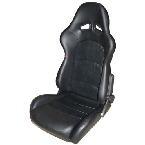 Autotecnica High Back Sports PU Leather Bucket Seats Car Reclinable Universal - Includes Universal Slider / Rails