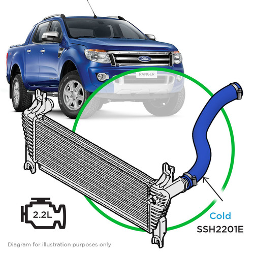 SAAS Silicone Intercooler Cold Top Pipe for Ranger/BT50 2011-On 2.2L Blue